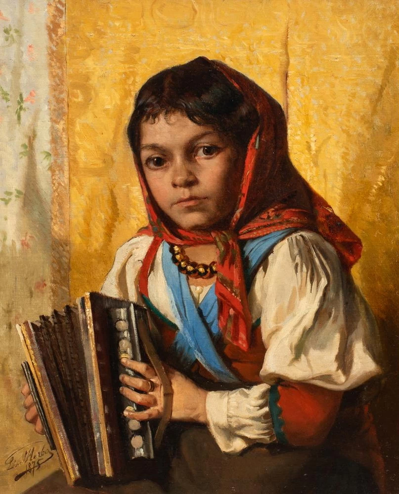 Giovane ragazza con fisarmonica, 1875